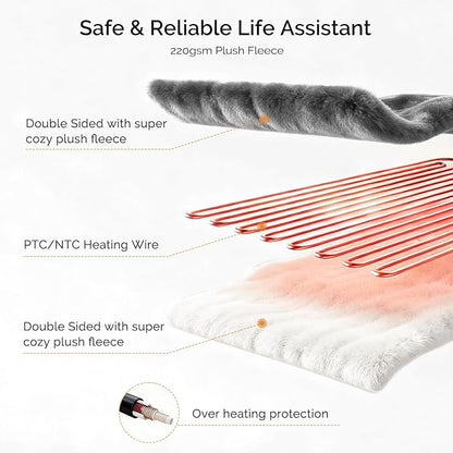 Heated Blanket Electric Blanket Queen Size 84"x90" Fast Heating Electric Blanket with Dual Control 10 Heat Levels & 10 Hours Auto-Off Overheat Protection Cozy Soft Flannel Heated Throw Blanket