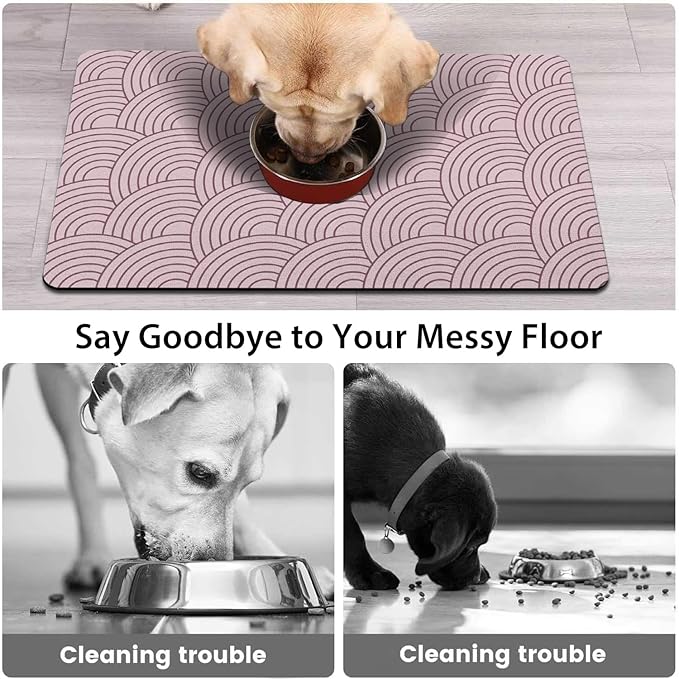 Dog Food Mat for Floors, Absorbent and Quick-Drying Pet Cat Food Mat,Anti-Fouling and Easy-to-Clean Pet Feeding Mat,Dog Bowl Mats for Messy Drinking Water Bowls.12 x20inch Boho Style