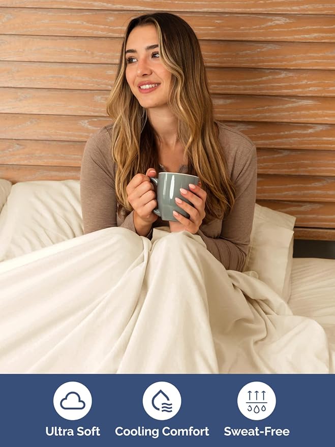 Extra Deep Pocket Twin XL Sheets - 3 Piece Breathable & Cooling Bed Sheets - Hotel Luxury Bed Sheet Set - Soft, Wrinkle Free & Comfy - Easily Fits Extra Deep Mattresses - Deep Pocket Off White Sheets