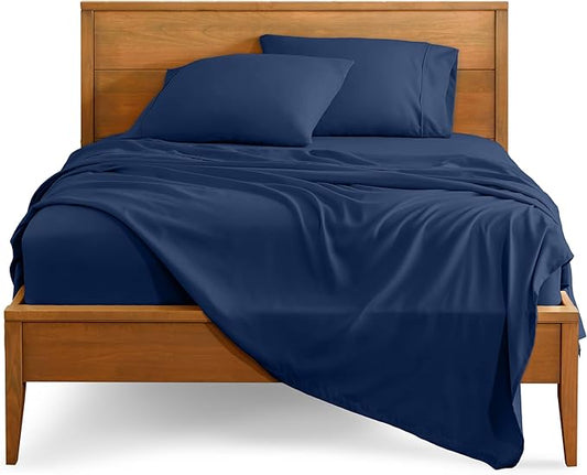 Bare Home Split King Sheet Set - 1800 Ultra-Soft Microfiber Bed Sheets - Double Brushed - Deep Pockets - Easy Fit - 5 Piece Set - Bed Sheets & Pillowcases (Split King, Dark Blue)