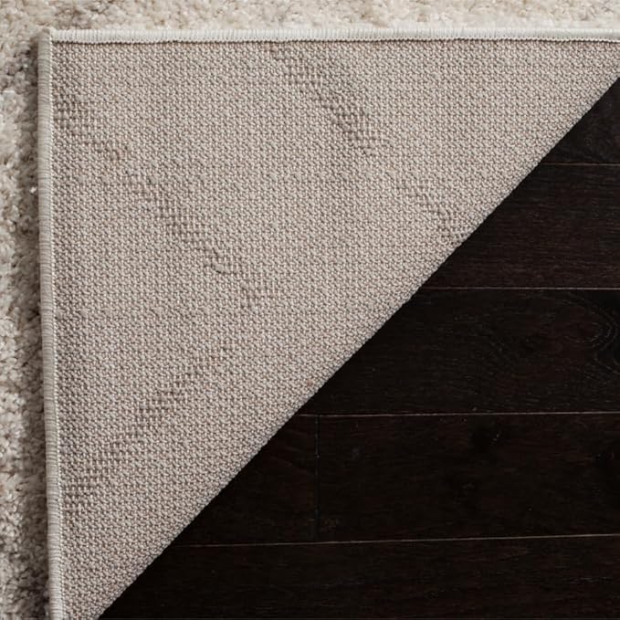 SAFAVIEH Arizona Shag Collection Area Rug - 9' Square, Ivory & Beige, Moroccan Boho Design, Non-Shedding & Easy to Clean, Ideal for Living Room, Bedroom, Dining Space (ASG743A)