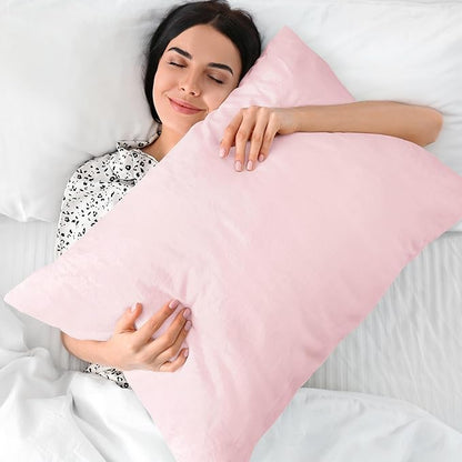 BEDELITE Flannel Pillow Cases Queen Size Set of 2, Super Soft Fleece Pillowcases with Zipper for Bedroom, Sofa, Couch,Luxury Cozy Fuzzy Velvet Pillow Shams for All Seasons(20x30 Inches,Pink)