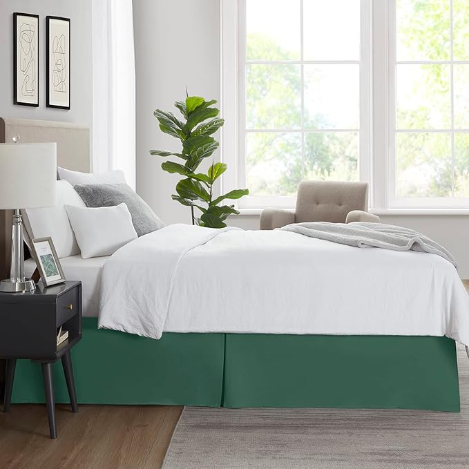 Nestl Hunter Green Bed Skirt King Size - King Bed Skirt 14 Inch Drop - Brushed Microfiber Bed Skirts - Hotel Quality Pleated Bed Skirt - Shrinkage & Fade Resistant