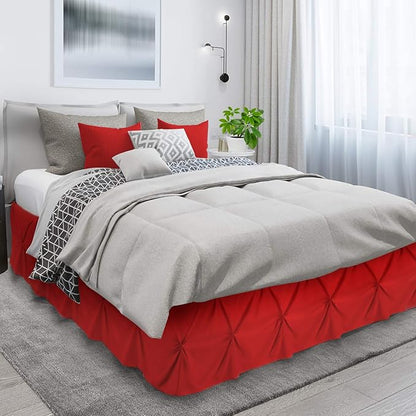 Nestl Red Bed Skirt - Cal King Size, Pinch Pleat, 14" Drop, Hotel Quality, Microfiber