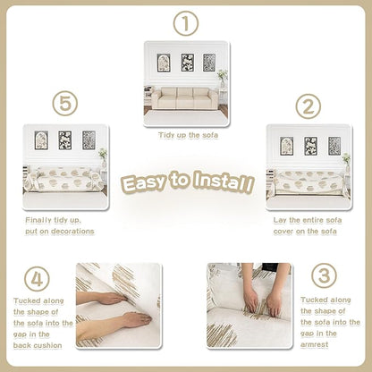 MEETSKY Couch Cover Sofa Slipcover Couch Protector Covers for Sectional Sofa,Universal Fit for Couch 2 Seat, Thick Washable Soft Touch for Pets, 71" x 134", Khaki