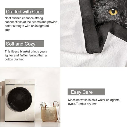 HommomH Black Cat Blanket for Women Girls, Cat Lover Gifts, Soft Fleece Throw Blankets for Sofa Couch Bed, Cozy Home Decor for Bedroom Living Room, 50" x 80"