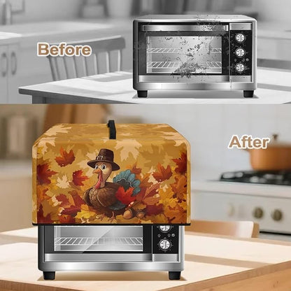 Microwave Oven Dust Cover, Thanksgiving Turkey Waterproof Polyester Dust Cover for Microwave Oven for Most Standard Microwaves Easy to Clean