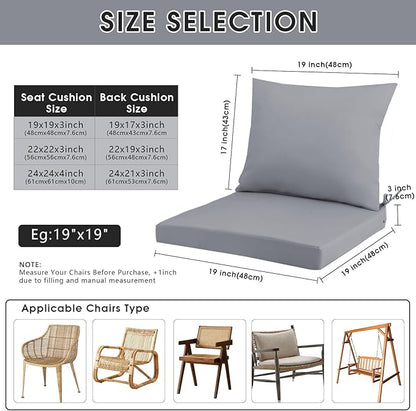 Outdoor Seat Cushion Set 22 x 22 In, Water-Resistant & Fade-Resistan, Patio Furniture Cushions with Removable Cover Deep Seat & Back Cushion with Handle and Adjustable Straps for Chair Sofa,1PC