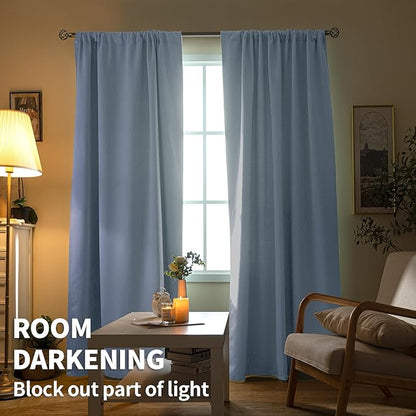BGment Baby Blue Room Darkening Curtains 48 Inches Long - Short Thermal Insulated Drapes Privacy for Nursery Kids Bedroom Windows, 42 x 48 Inch, 2 Panels