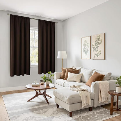 BGment Brown Blackout Curtains 63 Inches Long for Bedroom - Thermal Insulated Window Drapes with Rod Pocket Room Darkening for Living Room, 42 x 63 Inch, 2 Panels