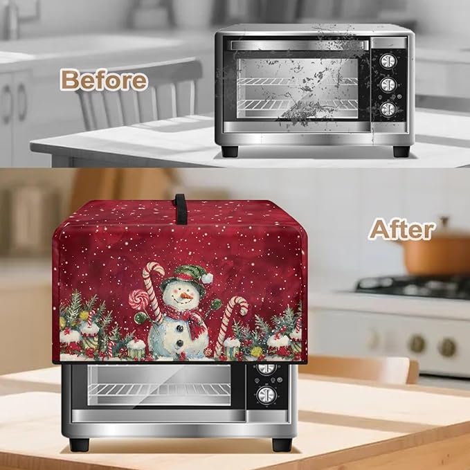Microwave Oven Dust Cover, Christmas Snowman Heat-Resistant Waterproof Microwave Oven Grill Cover Protector Polyester Washable Dust Covers Case Protections for Microwaves Ovens