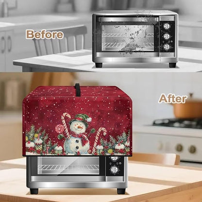 Microwave Oven Dust Cover, Christmas Snowman Heat-Resistant Waterproof Microwave Oven Grill Cover Protector Polyester Washable Dust Covers Case Protections for Microwaves Ovens