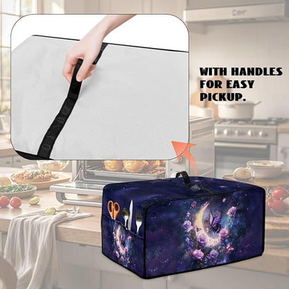Gorgeous Butterfly Rose Moon Print Microwave Oven Cover Dust-Proof Microwave Oven Grill Cover Protector Kitchen Appliance Protector Dirt and Fingerprint Protection, S