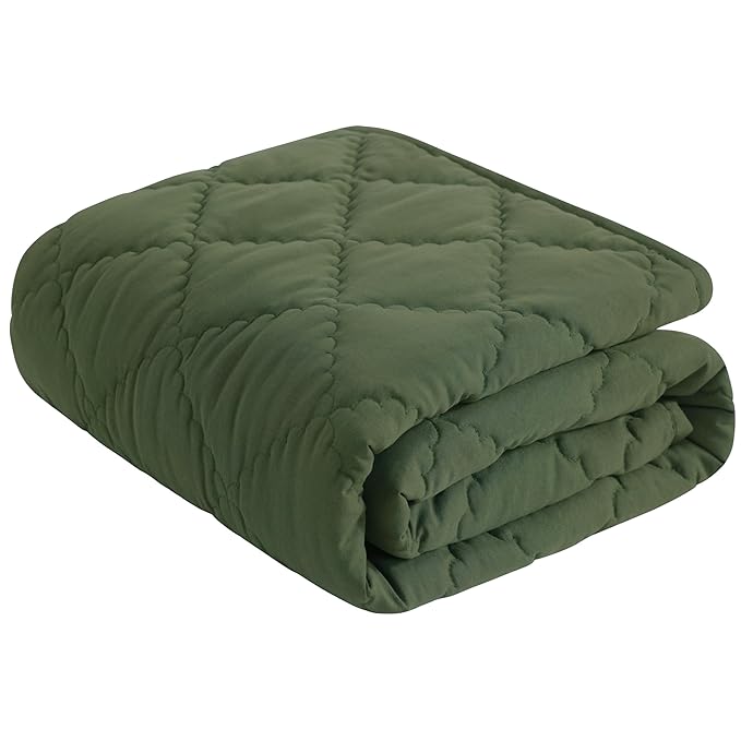 NTBAY Down Alternative Oversized Toddler Comforter, Super Soft and Warm Solid Color Baby Crib Quilted Blanket, 43x60 inches, Olive Green