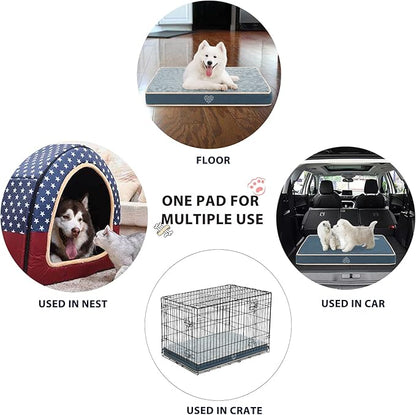 VANKEAN Waterproof Dog Crate Pad Bed Mat Reversible (Warm&Cool), Removable Washable Cover & Waterproof Inner Lining, Pet Crate Mattress for Cats and Dogs, Joint Relief Dog Bed for Crate, Navy-X-Large