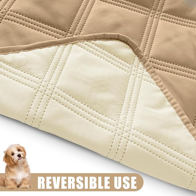Smiry Waterproof Dog Bed Cover Blanket 40x70, Soft Reversible Pet Blanket, Washable Leakproof Cats Dogs Couch Cover for Sofa, Couch, Furniture, Lattice, Camel/Beige