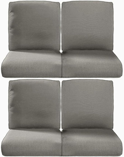 Pop 22x25/22x24 Outdoor Chair Cushions Set of 4 - Heavy Duty High Back Replacement Zippered Cushion for Patio Furniture Set Dining Rocking Chairs Loveseat L-Shape Sofa - Grey/Classic