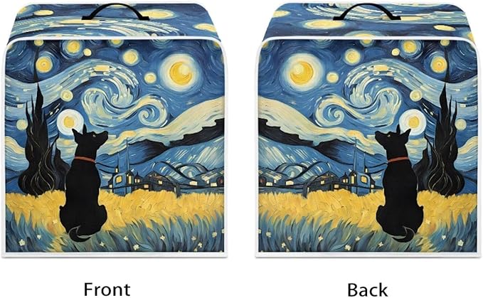 Coffee Maker Covers With Top Handle Folding Coffee Machine Dust Covers For Blender Mixer Juice Machine Keep Office Home Kitchen Clean Starry Night Dog Pattern