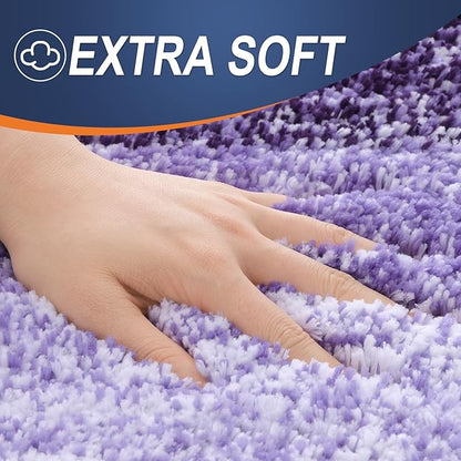 OLANLY Bathroom Runner Rugs 47x20, Extra Soft Absorbent Microfiber Bath Rugs, Rubber Backing, Quick Dry, Machine Washable Bath Mats for Bathroom Floor, Tub and Shower, Home Decor Accessories, Violet