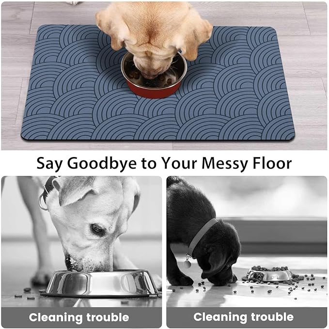 Dog Food Mat for Floors, Absorbent and Quick-Drying Pet Cat Food Mat,Anti-Fouling and Easy-to-Clean Pet Feeding Mat,Dog Bowl Mats for Messy Drinking Water Bowls.12x20inch Boho Style