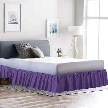 Bed Skirt - Ruffled Bed Skirt (Queen, Purple) 12 Inch Drop Dust Ruffle with Platform, 100% Cotton 800 Thread Count Fabric - Dust Ruffle Bedskirt for Easy Fitting and Easy Care