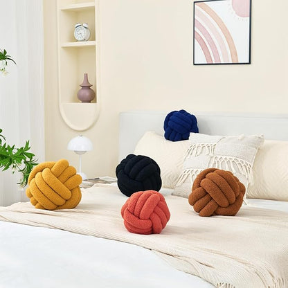 Petrella Knot Pillow Ball Round Throw Pillows Home Decor Cushion Decorative Aesthetic Throw Pillows，Lambswool Grapefruit 8inch