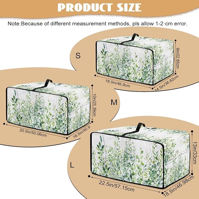 Toaster Oven Dust Cover with Storage Pockets, Dust-Proof Kitchen Appliance Protector for Small Appliances Convection Ovens, S, 14.5 x 18.5 x 9 Inches, Green Leaf White