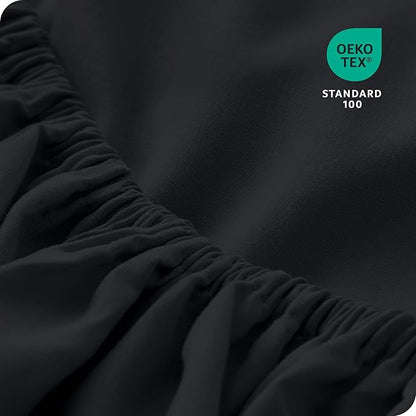 Bare Home 2-Pack Fitted Bottom Sheets Twin XL - Premium 1800 Ultra-Soft Wrinkle Resistant Microfiber - Deep Pocket (Twin XL, Black)
