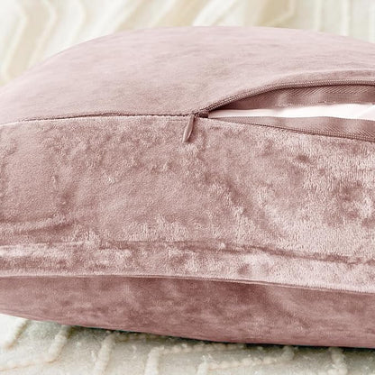 Luxurious Velvet Throw Pillow Covers 20x20 Set of 2 Decorative Pillow Covers Solid Square Cushion Case for Sofa Couch Bedroom Farmhouse, Pink