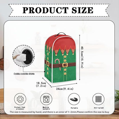 Christmas Teal Blender Cover for Kitchen Countertop Santa Claus Small Appliance Dust Cover Kitchen Decor Food Processor Protector with Handle Blender Protection Accessories