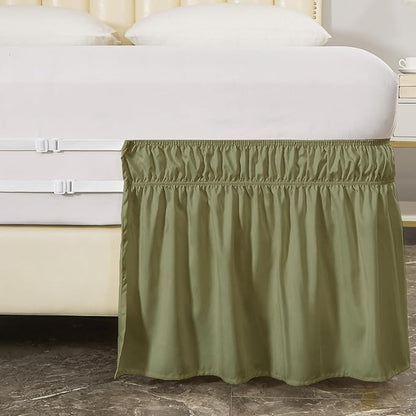 MEILA Full Bed Skirt, Wrap Around Ruffle Bed Skit for Full Beds with 16 inch Drop, Elastic Dust Ruffles Easy Fit Wrinkle & Fade Resistant, Sage