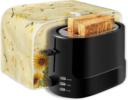 Sunflower Music A Print Bread Maker Cover, Anti Dust & Fingerprints Toaster Covers for Kitchen, 2 Slice Wide Slots