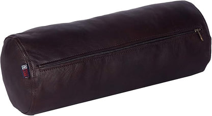 Neck Roll Pillow Cushion Cover, 20x5 Inch Full Moon Round Bolster Pillow Case, Cylinder Soft Lambskin Leather Pillowcase for Head, Spine & Neck Support During Sleep - Dark Brown Pack of 1