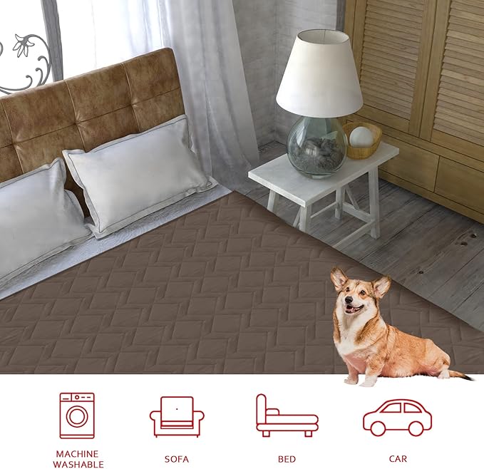 Moonsea Waterproof Blanket Dog Bed Cover with Non-Skid Bottom, Couch Cover for Dogs, Mattress Protector Furniture Protector, Bed Couch Sofa(102" X 82"), Chocolate