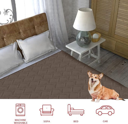 Moonsea Waterproof Blanket Dog Bed Cover with Non-Skid Bottom, Couch Cover for Dogs, Mattress Protector Furniture Protector, Bed Couch Sofa(102" X 82"), Chocolate