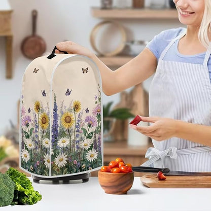 Talayituse Sunflower Daisy Lavender Butterfly Print Blender Dust Cover, Fingerprint Protection Cover for Stand Mixer or Coffee Machine, Home Kitchen Appliance Covers for Stain Dust Resistant Supplies