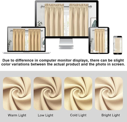 DWCN Beige Blackout Curtains for Bedroom – Rod Pocket Thermal Insulated Energy Saving Drapes for Living Room and Bedroom, W 42 x L 54 Inch, 2 Panels