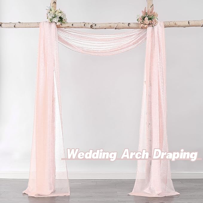 DONREN Peach Pink Sheer Window Scarf for Girls Party/Room - Luxury Soft Semi Sheer Scarf for Wedding (1 Panel,52 Inch by 288 Inch Length)
