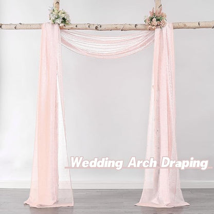 DONREN Luxury Sheer Window Scarf for Window - Treatment Add to Window Curtains for Enhanced Effect (Peach Pink,144 Inch Length,1 Panel)