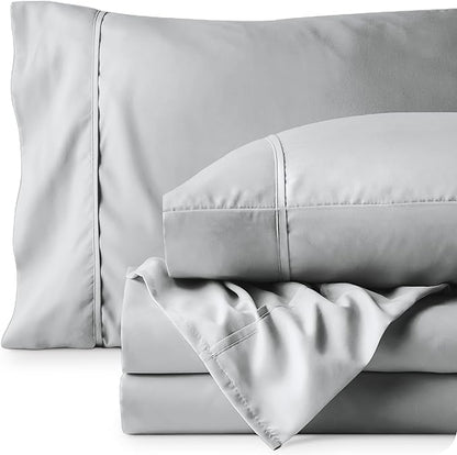 Bare Home Full Sheet Set - 1800 Ultra-Soft Microfiber Full Bed Sheets - Double Brushed - Deep Pockets - Easy Fit - 4 Piece Set - Bed Sheets (Full, French Grey)