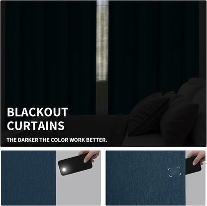 Easy-Going Linen Look Blackout Curtain Grommet Window Curtain Drapes for Bedroom, Living Room Thermal Insulated Room Darkening (2 Panels, 52x108 inch, Navy)