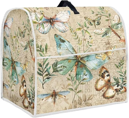 Butterfly Mixer Covers for Stand Mixers 6-8 Quart Vintage Stand Mixer Cover for Small Kitchen Appliance Food Processor Cover with Top Handle and Accessories Pocket Farmhouse Home Decor