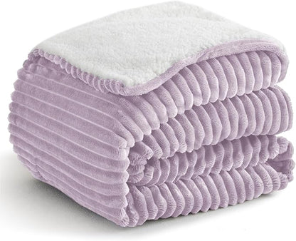 Sherpa King Size Blanket - Fleece for Bed, Soft and Warm for Winter, Reversible Fuzzy, Lavender, 108 x 90 Inches