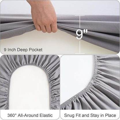 Cot Sheets 31" x 75", Cot Sheet Set 4 Piece for Narrow Twin/RVs Bunk/Camper Bunk/Guest Beds/Army Cots/Trifold Mattress/Travel Size Mattress, Shrinkage & Stain Resistant Cot Sheets Set, Gray