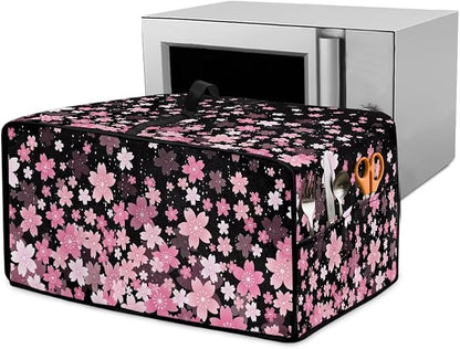 Waterproof Toaster Oven Cover Cherry Blossom Print Dust-Proof Microwave Oven Grill Cover Protector with Top Handle Easy to Clean Decor Accessories for Kitchen, L