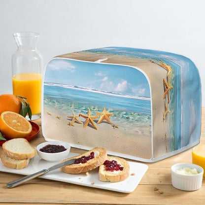 Beach Starfish Print Toaster Cover for Anti-Dust and Fingerprint, Kitchen Small Appliance, Microwave Toaster Oven Cover Decorative Accessories for Kitchen