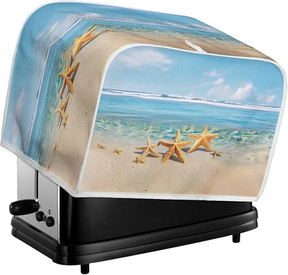 Beach Starfish Print Toaster Cover for Anti-Dust and Fingerprint, Kitchen Small Appliance, Microwave Toaster Oven Cover Decorative Accessories for Kitchen