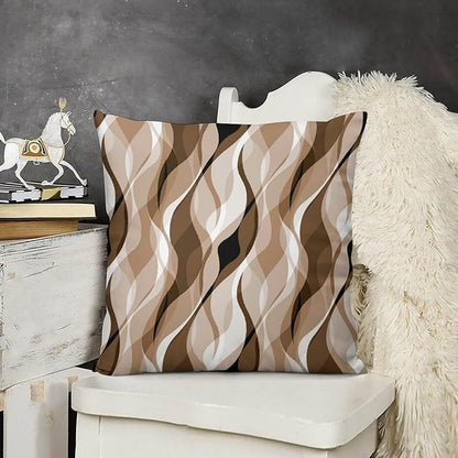 Brown Throw Pillow Covers Modern Abstract Grey and Brown Striped Decorations for Bedroom Living Room Farmhouse Sofa Pillows Bed Couch 20x20 Inch