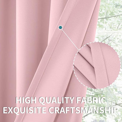 BGment Baby Pink Room Darkening Curtains 36 Inch Length for Short Window - Rod Pocket Short Thermal Insulated Blackout Drapes for Bathroom Kithchen Girl Bedroom, 42 x 36 Inch, 2 Panels