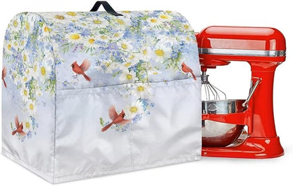 Cardinal Bird with Flower Mixer Dust Covers 6-8 Quart Stand Mixer Covers Protector Accessories Kitchen Decoration